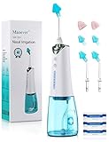 MAOEVER Nasal Irrigation System, Cordless Nasal Rinse Machine for Sinus Relief & Nasal Care, Electric Neti Pot with 6 Tips and 40 Salt Packs Nasal Irrigation Sinus Rinse System Kit for Adult & Kid