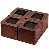 aspeike 3 inch Bed and Furniture Risers Heavy Duty Bed Lifts - Bed Raising Blocks Lifts Up to 2200 LBs Couch, Desk or Tables Risers（More Realistic Woody Feel） - Dark Wooden Color, 4Pcs