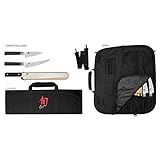 Shun Cutlery Classic 4 Piece BBQ Knife Set, Kitchen Knife Set with Knife Roll, Includes 4.5' Asian Multi-Prep Knife, 6' Boning/Fillet Knife, and 12' Brisket Knife, Handcrafted Japanese Kitchen Knives