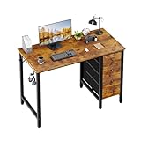 Lufeiya 40 inch Computer Desk with 4 Drawers, Kids Student Small Desks for Home Office Small Space, Work PC Desk Table for Bedroom, Rustic Brown