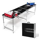 EastPoint Sports Easy Folding Drinking Game Pong Tailgate Tables with Cups and Balls, Black Perfect for Cookouts, Yards, Parties, Park, BBQ, Beach and More