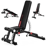 Keppi Workout Bench Press Set, Heavy Duty Bench1000 PRO Adjustable for Home Gym Strength Training,Removable Foot Catch for Incline Flat Decline Sit Up Bench for Full Body Fitness 1200LB Weight- 2023 Version