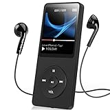 AGPTEK A02S 16GB MP3 Player with FM Radio, Voice Recorder, 70 Hours Playback and Expandable Up to 128GB, Black
