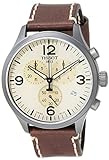 Tissot Mens Chrono XL 316L Stainless Steel case with Grey PVD Coating Quartz Watch, Brown, Leather, 22 (T1166173626700)