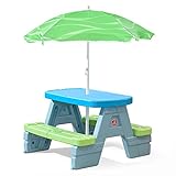 Step2 Sun & Shade Kids Picnic Table with Removable Umbrella – Indoor/Outdoor Kids Picnic Table Seats Four – Easily Assembly and Store the Kids Table – Yard Friendly Colors – Amazon Exclusive