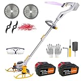 YUEWXTER Electric Weed Eater,(21V 2 x 4.0A Weed Wacker Battery Powered), 4-in-1 Grass Trimmer/Wheel Edger/Mini-Mower/Brush Cutter, with 90° Adjustable Head, Telescopic Pole and 3 Cutting Blade Types