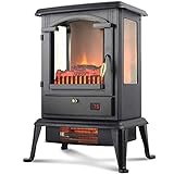 Lifesmart 3-Quartz Element Infrared Stove Heater with Remote Control and Timer, Adjustable Realistic Flame With or Without Heat, Electric Space Heater for Home, Office, Basement