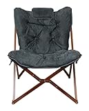 Zenithen Portable Foldable Indoor Wood Butterfly Folding Accent Chair, Perfect for Dorm Rooms, Bedrooms, and Living Rooms, Use for Lounging, Reading, Studying, and Gaming, Gray