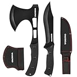 WORKPRO Hunting Knife and Hatchet Axe Combo Set - Full Tang Fixed Blade Tactical Knife and Camping Axe - Survival Knife and Camping Hatchet with Sheathes - Tactical Knife and Survival Axe for Men