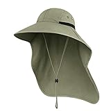 Outdoor Sun Hat for Men&Women with UV Protection Safari Cap Wide Brim Fishing Hat with Neck Flap, for Dad (Light Green)