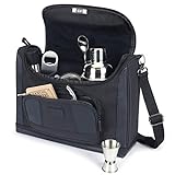 USA Gear Travel Carrying Bag Compatible with Bartending Kits - Bartending Bag Shoulder Bag for Bartender Kits with Water Resistant Exterior, Customizable Interior for Bar Tools (Bag Only) - Black
