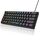 MageGee Mini 60% Gaming Keyboard, RGB Backlit 61 Key Ultra-Compact Keyboard, TS91 Ergonomic Waterproof Mechanical Feeling Office Computer Keyboard for PC, MAC, PS4, Xbox ONE Gamer(Black)