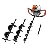 GDAE10 52CC Post Hole Digger 2-Stroke 2.4HP Gas Powered Auger Post Hole Digger,Earth Auger with 3 Drill Bits 4' 6' 8' and 12' Extension Rod