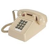 SOUJOY Retro Corded Desk Phone, Single Line Vintage Phone with Volume Control, Classic Loud Ringer Phone for Home and Office, Beige