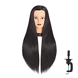 Headfix 26'-28' Long Hair Mannequin Head Stnthetic Fiber Hair Hairdresser Practice Styling Training Head Cosmetology Manikin Doll Head With Clamp Stand (6F1919LB0220)