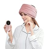 Exrebon Electric Head Massager, Headband Scalp Massager Helmet with Heating and Kneading, Portable Head Wrap for Pain Relief and Stress Relaxation Pink