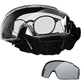 OneTigris Tactical Goggles Over Glasses, Anti Fog Tactical Eyeglasses, Safety OTG Goggles Protection with Interchangeable Len
