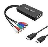 RuiPuo Component to HDMI Converter YPbPr to HDMI Adapter Supports 1080P/720P Compatible DVD, Blu-ray Player, PS2, PS3, Xbox to New HD TV/Monitor or Projector