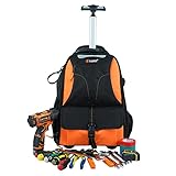 KUNN Rolling Tool Bag 37Pockets Wheeled Tool Backpack with Widen Wheels Portable Tool Organizer,Heavy Duty,Orange