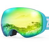 ZIONOR X PRO Ski Snowboard Snow Goggles with Magnetic Interchangeable Dual Layer Lens Anti-fog UV Protection for Men Women Adult （VLT 7% Gold Lens）