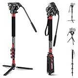 NEEWER 71.6' Pro Camera Monopod with Feet, Carbon Fiber Telescopic Video Monopod with QR Plate Compatible with DJI RS Gimbals Manfrotto, Removable Base for Camera Camcorder, Max Load 13.2lb/6Kg, TP71