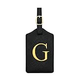 Luggage Tag PU Leather for Suitcase Baggage Handbag Travel Bag Label Suitcase Tag Suitcase Label Tag w. Name Card & Privacy Cover (G)