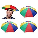 3 Pack Umbrella Hat for Adult, 26' Diameter Rainbow Sports Head Umbrella Hats for Women Men, Folding Waterproof Fishing Headwear for Outdoor Party Beach Hiking