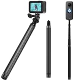 Selfie Stick Pole for GoPro Insta360 (116cm/45 inch), Long Carbon Fiber Lightweight Waterproof Extendable Monopod for Go Pro Max Hero 11 10 9 8 7 6 5, One R One X2 Go 2, DJI Action 3 2 Osmo Pocket 2