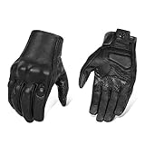 Superbike Updated Black Leather Motorcycle Gloves Hard Knuckle Armored Touchscreen Motorcycle Riding Gloves (Updated,Non-Perforated, M)