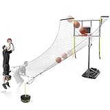 LZMZMQ Basketball Returner Metal with Net, Automatic Basketball Ball Return for Trainer Shooting, Wall Mounted/Traditional Pole Hoops/Hoop Ball Return Training Aid, Rebounder System