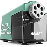 Electric Pencil Sharpener Heavy Duty, 6-Hole Classroom Pencil Sharpener for 6-11mm Pencils, Auto Stop Pencil Sharpener Plug in,10000 Sharpening Times, Save Colored Pencils, Green