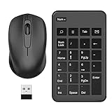 Wireless Number Pad and Mouse Combo, Portable Ultra Slim 2.4G 23 Keys USB Wireless Numeric Keypad and Mouse Set with USB Receiver for Laptop Desktop PC Notebook- Just One USB Receiver