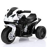 Costzon Kids Electric Ride on Motorcycle w/Headlights &Music, Pedal , Licensed BMW 6V Battery Powered 3 Wheels Motorcycle Toy for Children Boys & Girls, (Black)