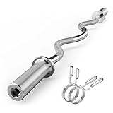 Olympic EZ Curl Barbell Bar, 47' EZ Curl Bar for Weight Lifting, Biceps, triceps, Back/Leg Muscle Group exercise,Chrome Curling Bar for 2 Inch Weight Plates,with 2 Spring Collars