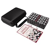 GUSTARIA Mini Mahjong Set, Chinese Mahjong Game Set with 144 Black Tiles (0.9’’), Black Carrying Case, Portable & Lightweight for Travel
