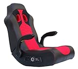X Rocker Aspire 2.1 Race Car Seat Video Gaming Chair Lounging Floor Rocker with Vibration Motors, Wireless Bluetooth Audio, 2 Speakers & Subwoofer, Padded Armrests, Comfortable, Foldable, Black Red