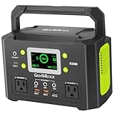 GENSROCK 300W Portable Power Station, 222Wh Solar Generator, Backup Lithium Battery With 110V/300W AC Outlet/QC 3.0/Type-C/LED Light/DC 12V for CPAP Family Emergency Outdoor Camping RV Travel.