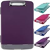 Clipboard a4 Clip File A4 Binder Storage Nursing Clipboard Plastic Side Opening Box Waterproof PVC Flip Material Document Writing Drawing Pad Clip Organizer File Board Note Office Conference(Purple)