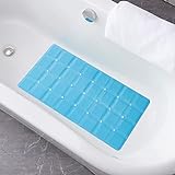 Webos Foldable Non Slip Silicon Bath Mat Bathtub mat Shower mats no Suction Cups for Textured Tub and Reglazed Tub(Foldable-Blue, 28-inch x 14-inch)