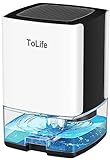 ToLife Dehumidifiers for Home 30 OZ Water Tank with Auto-Off, Portable Small Dehumidifier for Room,Bathroom,Bedroom,RV, Closet 500 sq.ft,7 Colors LED Light (White)