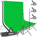 Neewer 8.5ft X 10ft/2.6M X 3M Background Stand Support System with 6ft X 9ft/1.8M X 2.8M Backdrop(White,Black,Green) for Portrait,Product Photography and Video Shooting