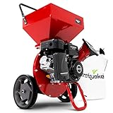 Earthquake 33968 K32 Chipper Shredder, Heavy Duty 212cc 4 Cycle Viper Engine, Chip Branches up to 3” in Diameter, 20:1 Reduction, Airless Wheels, Included Debris Bag, Red