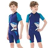 Goldfin Kids Wetsuits for Boys Girls, 2mm Toddler Shorty Wetsuit Youth Neoprene Suit Front Zip Keep Warm for Water Aerobics Diving Surfing Swimming