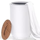 FLYHIT Luxury Towel Warmers for Bathroom - Wooden Lid, Large Towel Warmer Bucket, Auto Shut Off, Fits Up to Two 40'X70' Oversized Towels, Bathrobes, Blankets, PJ's and More