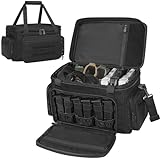 ORKELS Gun Range Bag for 4 Handguns and Ammo, Pistol Shooting Bag for Hunting Shooting Range Sport, Pistol Carrying Bag with Magazine Slots for Gun Case Accessories 15 x 9.8 x 10.2 inches