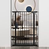 WAOWAO Extra Tall 40.55' Baby Gate Wide Pressure Mounted Walk Through Swing Auto Close Safety Black White Metal Toddler Kids Child Dog Pet Puppy Cat for Indoor Stairs,Doorways,Kitchen 29.53-76.77 inch