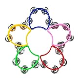 Musfunny Mini Tambourine Hand Percussion Musical Instrument Small Tambourines Plastic Jingles Hand Bells for Kids and Adults Musical Rhythm Instrument for Family Party Kindergarten (Colorful)