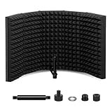 Topnaca Microphone Isolation Shield, 5 panel Professional Collapsible Mic Shield, High Density Absorbent Foam to Filter Vocal, for Podcast, Studio and Most Condenser Microphone Recording Equipment