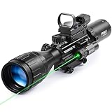 PINTY Rifle Scope Combo, 4-16x50 AO Scope with Red Dot Sight and Green Laser, Dual Illuminated Gun Scope & 4 Reticle Reflex Sight with Picatinny Weaver Rail Scope Mount for Rifles
