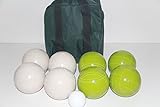Premium Quality and Italian/American Made, 110mm EPCO Bocce Set - Rustic Green/White Balls and Green/Black Bag